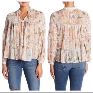 Lucky Brand boho sheer floral top